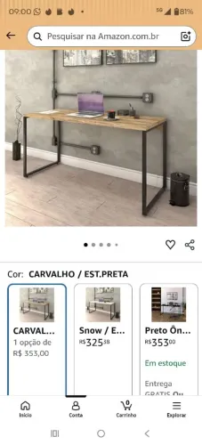 Mesa Escrivaninha Industrial 150cm Trevalla Kuadra ME150-E10 Carvalho