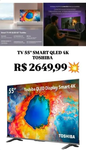 TV QLED 4K Toshiba de 55 polegadas