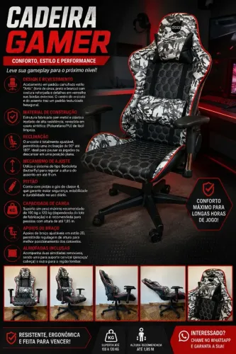 Cadeira gamer dazz camuflada