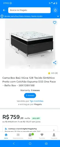 Cama box com baú viuva