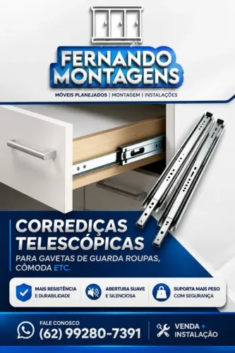 Montagem de móveis e manutenção em gavetas e portas de móveis planejados