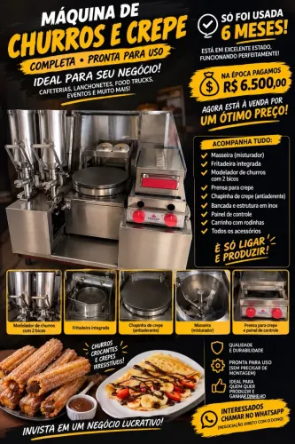 VENDE-SE MÁQUINA DE CHURROS E CREPE!!