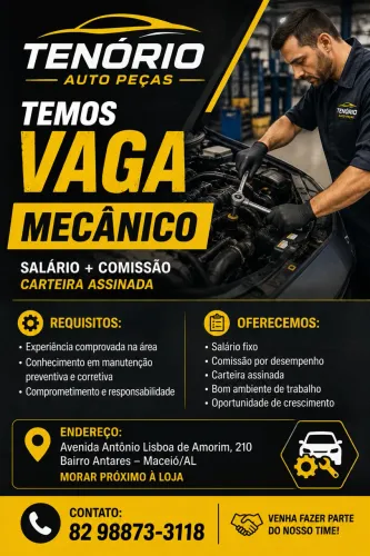 VAGA PARA MECÂNICO COM EXPERIÊNCIA
