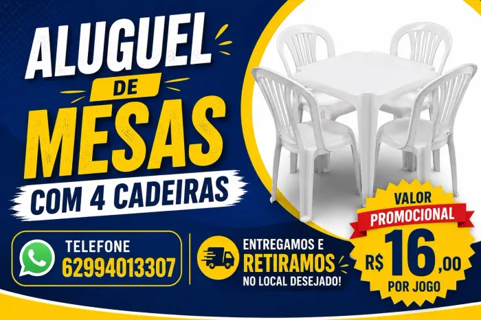 Aluguel cadeiras com mesa 