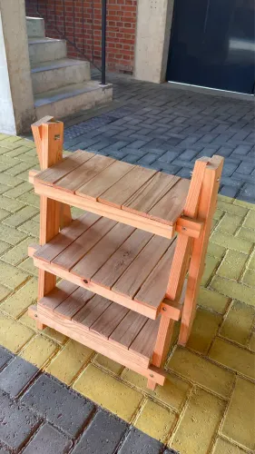 Estante modular de madeira maciça | Expositor rústico desmontável