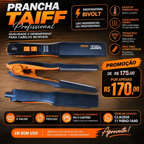 PRANCHA TAIFF PROFISSIONAL /Modelo Titanium 450 | Bivolt
