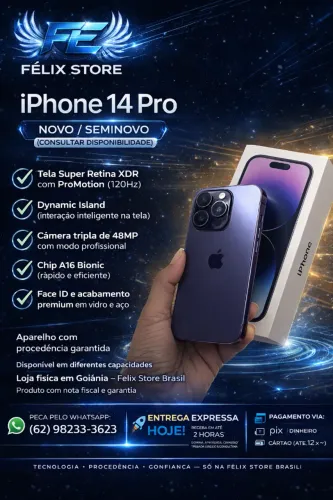 Iphone 14 pro 128GB semi novo quase novo (aparelho impecável, garantia 6 meses)