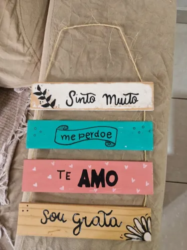 Placa Decorativa Ho'oponopono em Madeira Rústica