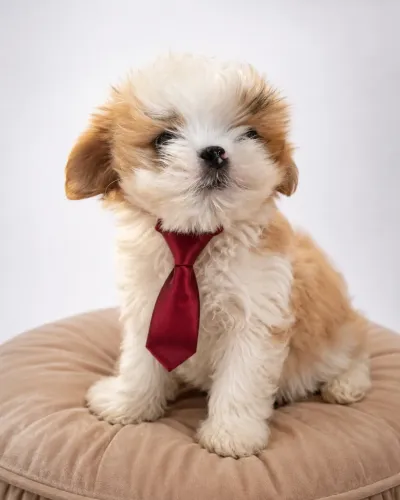 Shih Tzu macho branco e creme perfeito 60 dias