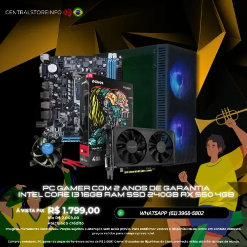 PC GAMER GALAXY NOVA INTEL CORE I3 16GB 240GB SSD RX 550 4GB