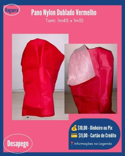 Desapego - Pano Nylon Dublado Vermelho