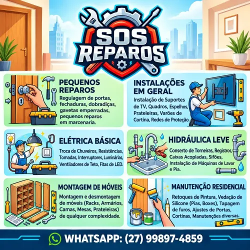 SOS REPAROS - Pequenos Reparos, Elétrica, Hidráulica e Instalações