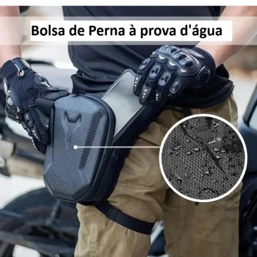 Pochete Bolsa de Perna Motoqueiro Impermeável Carbono Moto impermeável Bolsa de Perna Moto