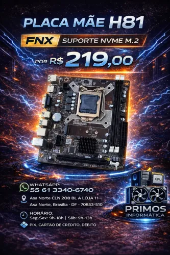 Placa Mãe H81 FNX LGA 1150 DDR3 com Suporte NVMe M.2