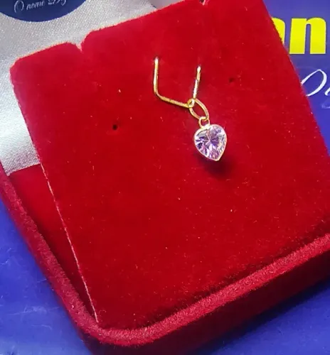 Pingente Coração Rosa Ou Branco 5 mm Ouro 18 Kilates