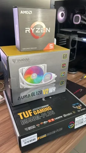 Kit AM4 - Placa mãe B550M-PLUS TUF GAMING + RYZEN 5600 + 16 GB RAM HYPERX 2666 + WC GAMDIA