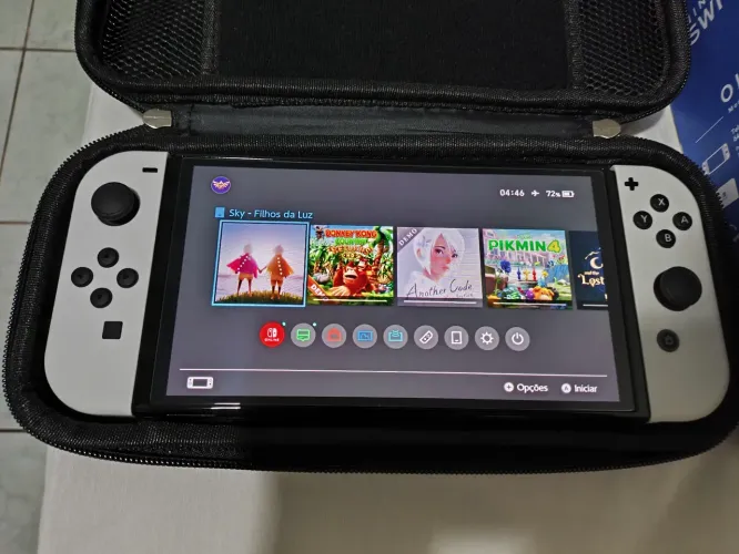 Nintendo Switch Oled sem o Mário Wonder com caixa completa, acessórios, película e bag
