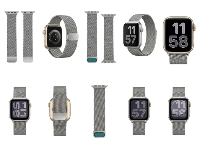 Pulseira Milanese Magnética Para Apple Watch Aço Inox Prata