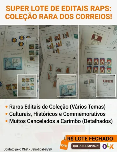 Lote (62) Editais Selos - Anos 70/80 +2 Coleções completa + Livro Selos