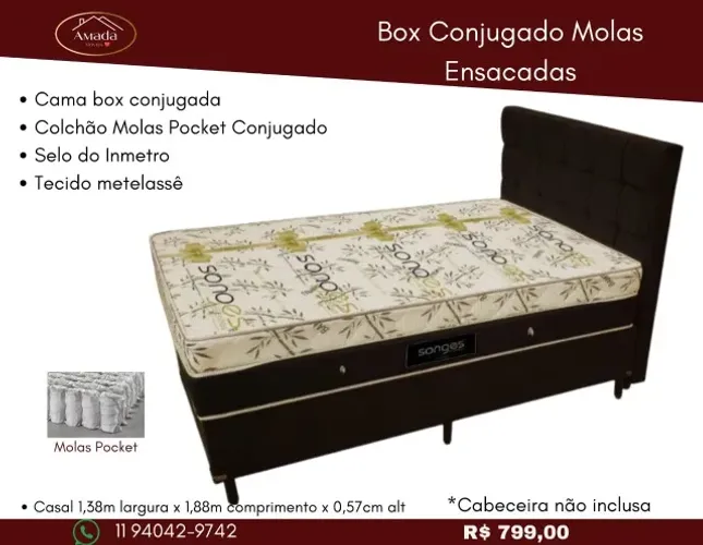 Box conjugado molas ensacadas, a pronta entrega 