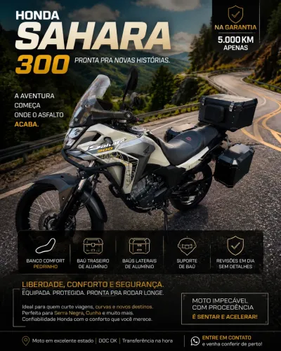 Honda Sahara Adventure 2025 | Vitrificada | Com Acessórios | Baixa KM | Impecável