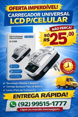 Carregador Universal para Bateria de celular visor LCD