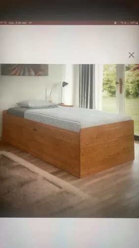 Cama Baú Camila Solteiro Naturale Framar 