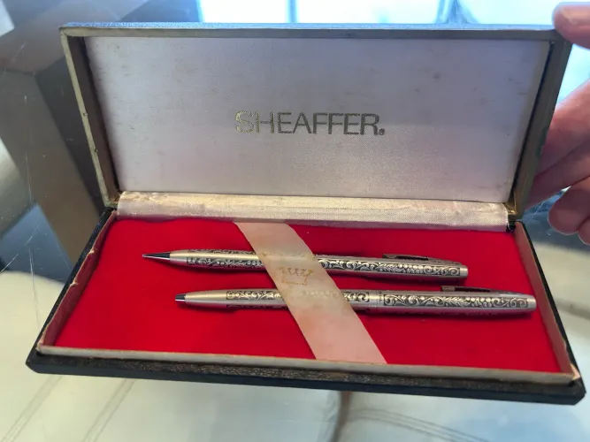 Kit Gift Sheaffer Caneta e Lapiseira Originais Prata maciça Made USA