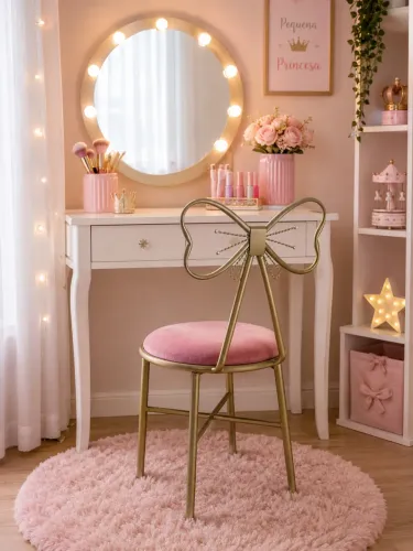 Cadeira infantil de ferro com laço decorativo