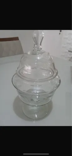 Elegante Bomboniere / Compoteira Antiga Cristal Lapidado Cristais Mauá