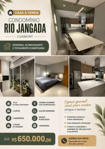 Casa Terrea a venda em condomínio fechado, condomínio rio jangada, Cuiabá-MT
