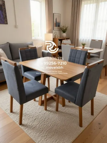 Conjunto Mesa de Jantar com 4 Cadeiras Madeira Tampo Amadeirado 1,20x0,80 Nogueira