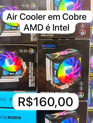 Cooler Exbom Gamer Universal Com 4 Heatpipes Cobre RGB Cp-h5400