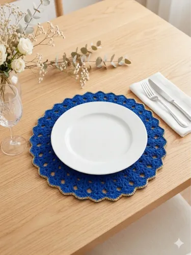 Sousplat de crochê azul royal 