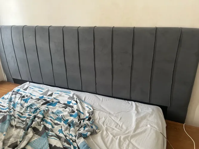 Cabeceira Cama Box Casal King Size Nala 195cm Veludo Cinza