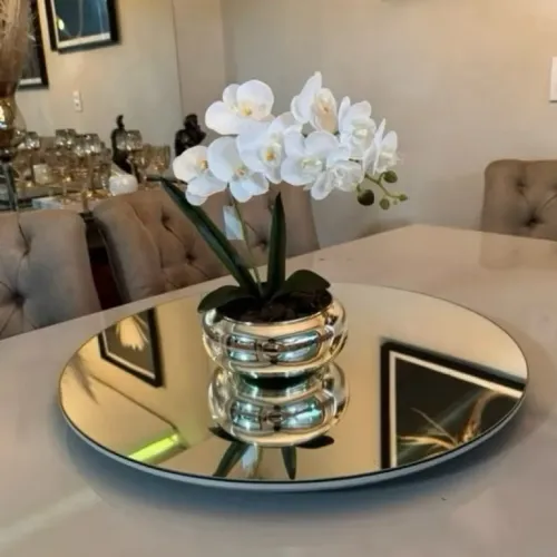 Arranjo de orquídea silicone vaso prata luxuoso