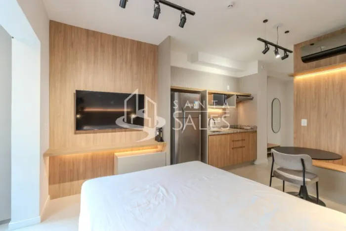 Studio para locação na Vila Nova Conceição, São Paulo-SP: 1 quarto, 1 banheiro, 30m² de ár