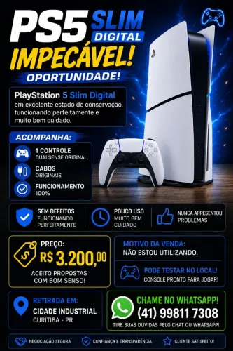 PS5 Slim Digital Impecável - Pouco Uso | Pronto para Jogar
