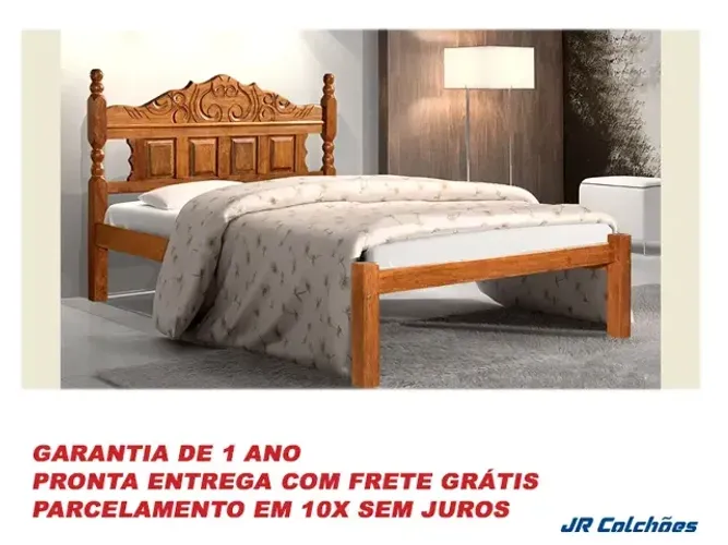 Cama Casal em Madeira de Lei - Macanaíba - Nova - Frete Grátis