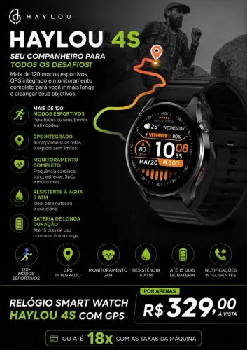 Relógio Smart Watch Haylou 4s Com GPS / Novo Lacrado / Loja Física 