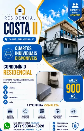 ALUGUEL DE QUARTOS INDIVIDUAIS PARA HOMENS