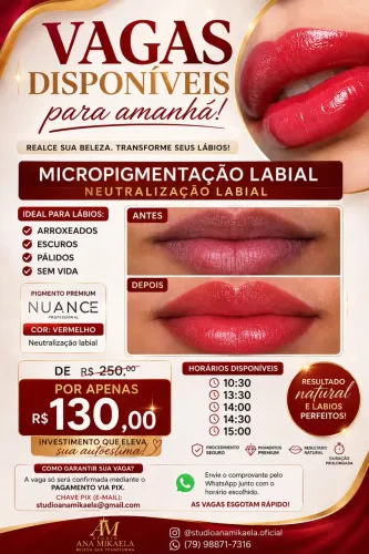 Micropigmentação de sobrancelhas e labial