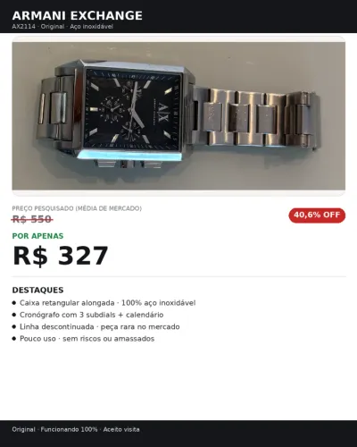 Relógio Armani Exchange AX2114 Original Pouco Uso