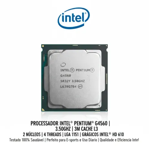 Processador Gamer Intel® Pentium® G4560 Cache De 3 M, Até 3,50 Ghz LGA 1151