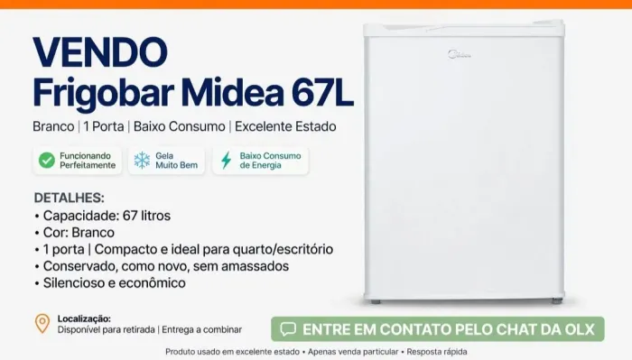 Frigobar Midea 67 Litros Branco