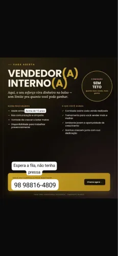 Vendedor(a) interno Chame agora