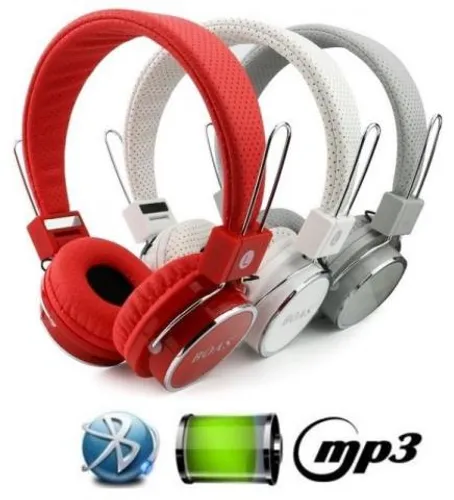 Fone De Ouvido Stereo Com Bluetooth Micro Sd Mp3 Rádio Fm Player
