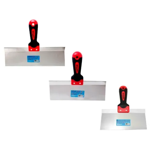 Kit Espatulas para Drywall Gesso Massa Corrida Aço Inox 8" 10" 12" 3 Peças Lotus