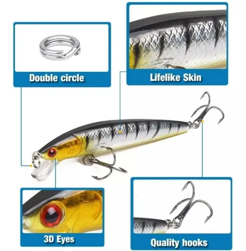 Isca artificial Joyfox 3D Minnow Colors. 10cm . 7.5g. Nova