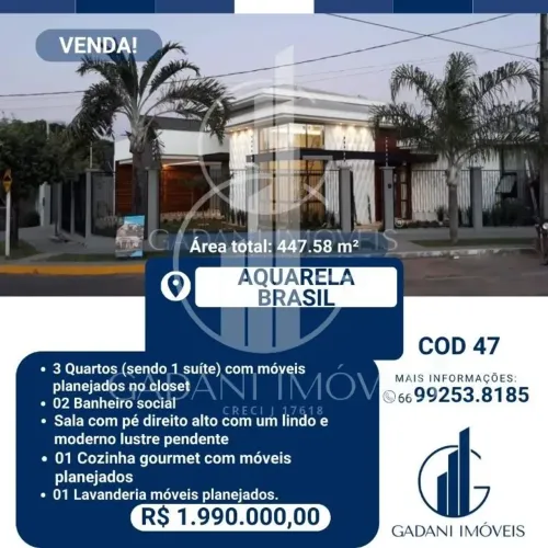 LINDA CASA COM PISCINA NO AQUARELA BRASIL